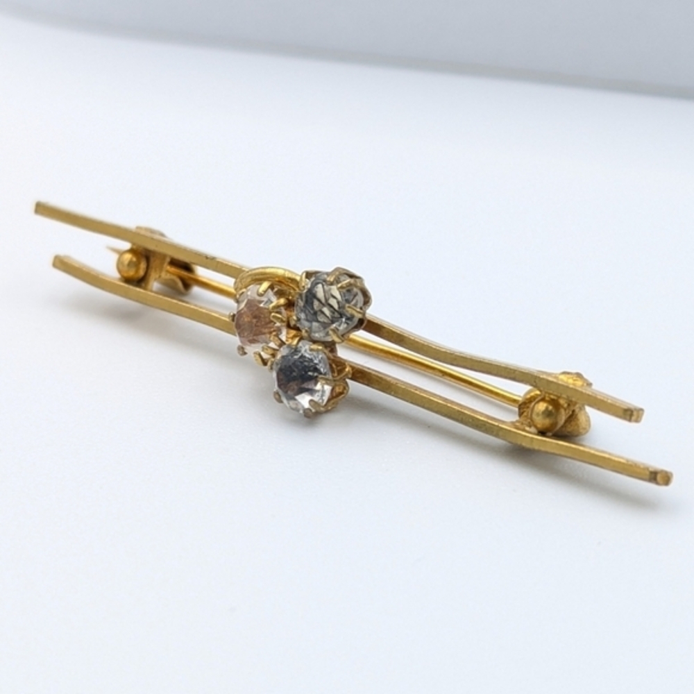 Antique Victorian bar brooch paste rhinestones